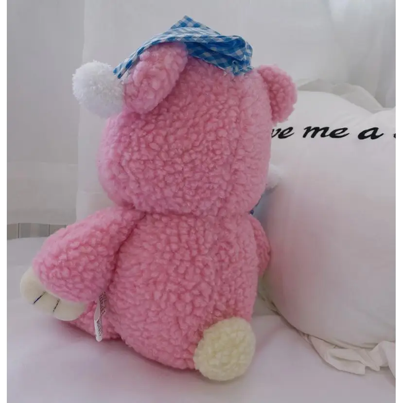 Candy Pink Teddy Bear with Moon Plush for Cozy Bedtime Snuggles - toy