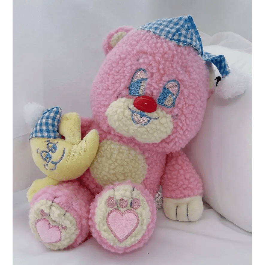 Candy Pink Teddy Bear with Moon Plush for Cozy Bedtime Snuggles - Cosparty