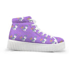 Canvas Hi Top Unicorn Pattern Shoes with Comfortable Wedge Heel - Purple Moon Unicorn / 5 - Shoes