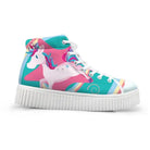 Canvas Hi Top Unicorn Pattern Shoes with Comfortable Wedge Heel - Pastel Patchwork Unicorn / 5 - Shoes