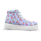 Canvas Hi Top Unicorn Pattern Shoes with Comfortable Wedge Heel - Blue Unicorn / 5 - Shoes