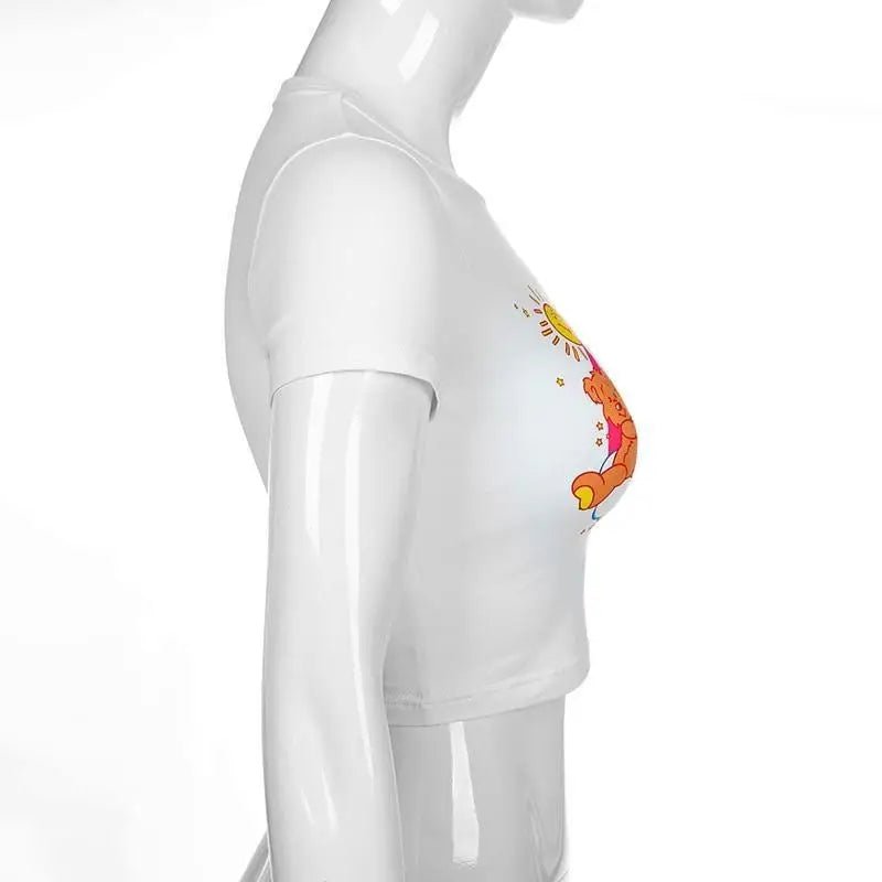 Care Bears Inspired Bright White Crop Top for Kawaii Fashion - Cosparty