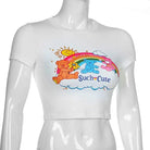 Care Bears Inspired Bright White Crop Top for Kawaii Fashion - shirt