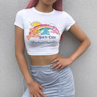 Care Bears Inspired Bright White Crop Top for Kawaii Fashion - shirt