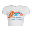 Care Bears Inspired Bright White Crop Top for Kawaii Fashion - shirt