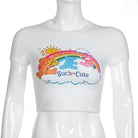 Care Bears Inspired Bright White Crop Top for Kawaii Fashion - shirt