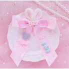 Carefully Hand-Decorated Fairy-Kei Baby Sweet Bunny Bow Clip - Pink Bow Clip - hair accessory