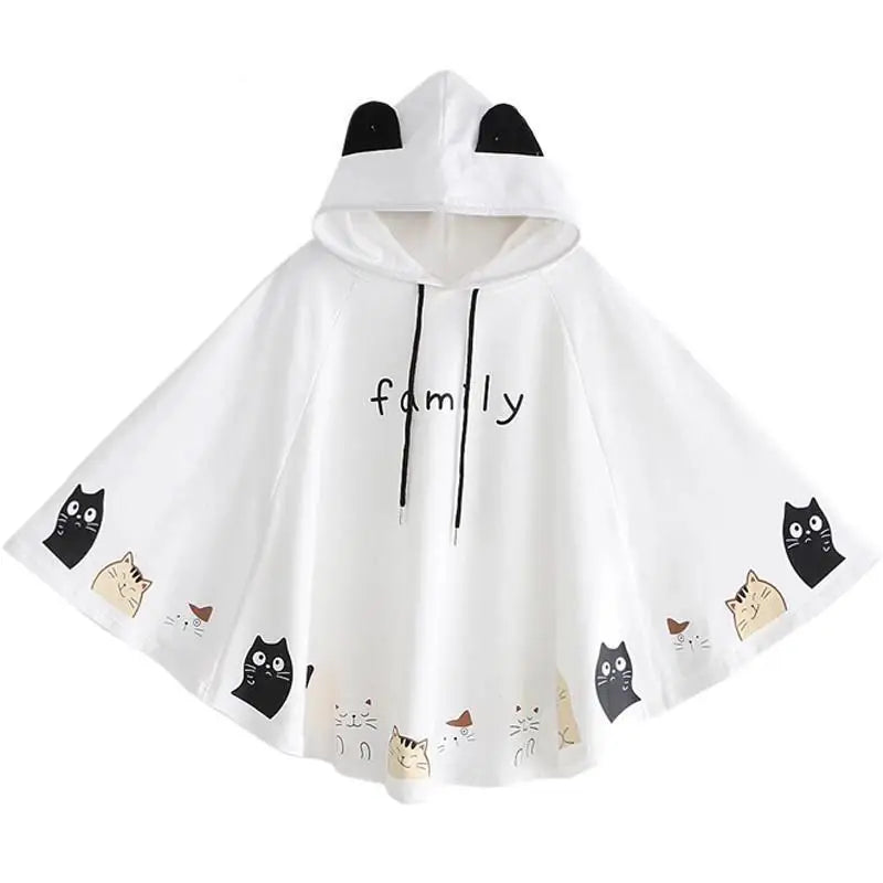 Cat Family Poncho Cape with Bear Ears for Kawaii Fashion Lovers - sweater