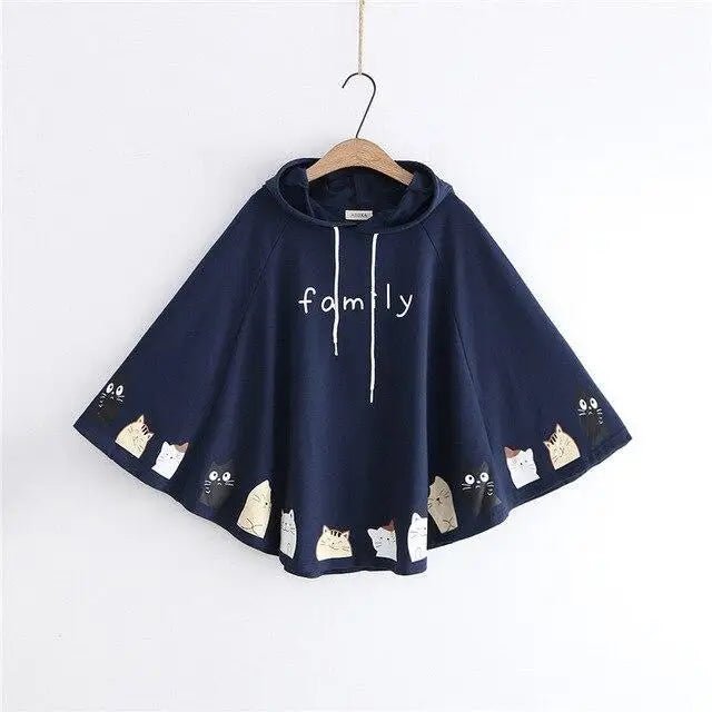 Cat Family Poncho Cape with Bear Ears for Kawaii Fashion Lovers - Cosparty