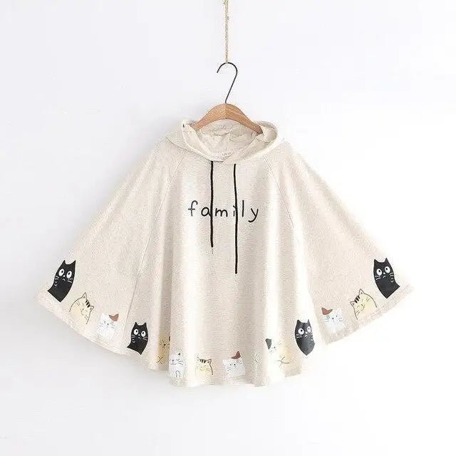 Cat Family Poncho Cape with Bear Ears for Kawaii Fashion Lovers - Cosparty