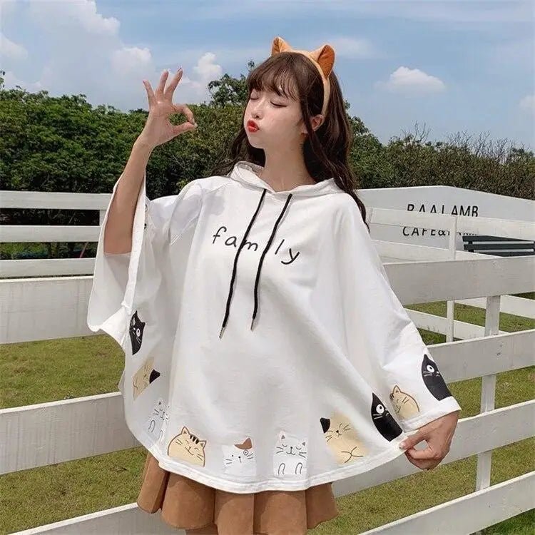 Cat Family Poncho Cape with Bear Ears for Kawaii Fashion Lovers - Cosparty