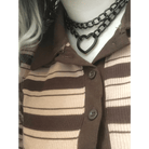 Chained Heart Choker Necklace in Thick Vegan Leather - Cosparty