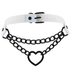 Chained Heart Choker Necklace in Thick Vegan Leather - Cosparty