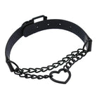 Chained Heart Choker Necklace in Thick Vegan Leather - collar