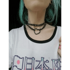 Chained Heart Choker Necklace in Thick Vegan Leather - Cosparty