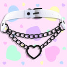 Pastel Goth Heart Choker - White - choker, coat, collar, cute, goth