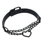 Chained Heart Choker Necklace in Thick Vegan Leather - Cosparty
