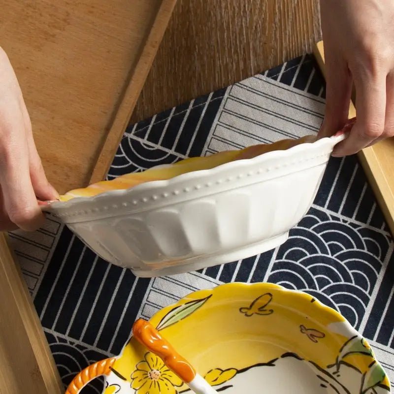 Charming Ceramic Bowls with Bunny or Bear in Autumn Fields Design - Cosparty