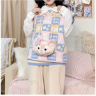 Checkered Bear Knit Vest for Kawaii Lovers - vest