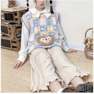 Checkered Bear Knit Vest for Kawaii Lovers - Cosparty