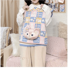 Checkered Bear Knit Vest for Kawaii Lovers - Cosparty