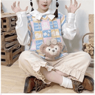Checkered Bear Knit Vest for Kawaii Lovers - Cosparty