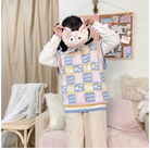 Checkered Bear Knit Vest for Kawaii Lovers - vest