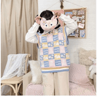 Checkered Bear Knit Vest for Kawaii Lovers - Cosparty