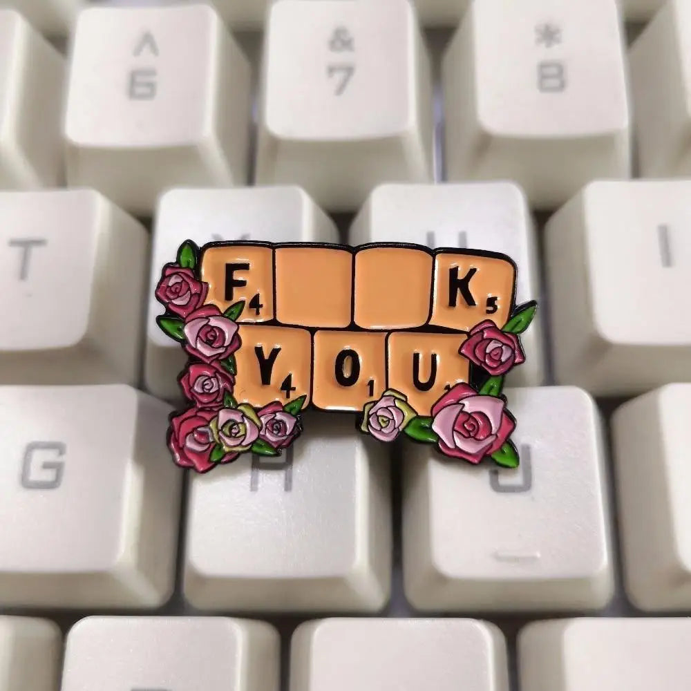 Cheeky Scrabble Inspired Fuck You Enamel Lapel Pin - pin