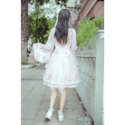 Cherry Blossom Print Kimono Dress in Pastel Pink and White - Cosparty