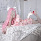 Cherry Blossom Printed Kimono Robe Dress Lingerie for Girly Vixens - Cosparty