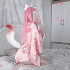 Cherry Blossom Printed Kimono Robe Dress Lingerie for Girly Vixens - Cosparty