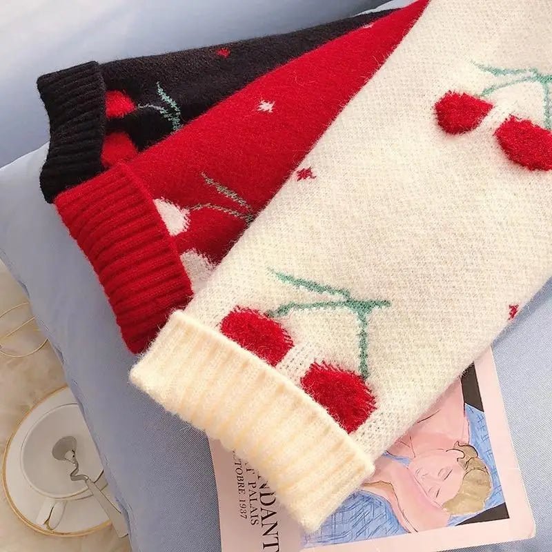 Cherry Cardigan with Adorable Embroidery and Luxurious Knit Material - Cosparty