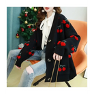 Cherry Cardigan with Adorable Embroidery and Luxurious Knit Material - sweater