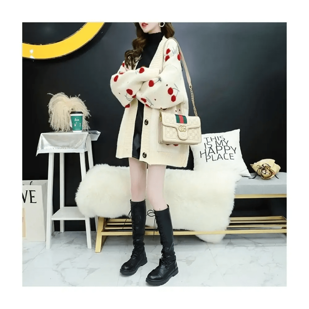 Cherry Cardigan with Adorable Embroidery and Luxurious Knit Material - Cosparty