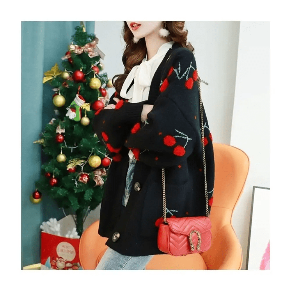 Cherry Cardigan with Adorable Embroidery and Luxurious Knit Material - Cosparty