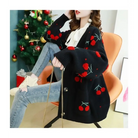 Cherry Cardigan with Adorable Embroidery and Luxurious Knit Material - sweater