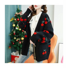 Cherry Cardigan with Adorable Embroidery and Luxurious Knit Material - sweater