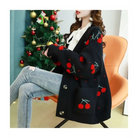 Cherry Cardigan with Adorable Embroidery and Luxurious Knit Material - sweater