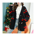 Cherry Cardigan with Adorable Embroidery and Luxurious Knit Material - sweater