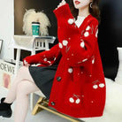 Cherry Cardigan with Adorable Embroidery and Luxurious Knit Material - sweater