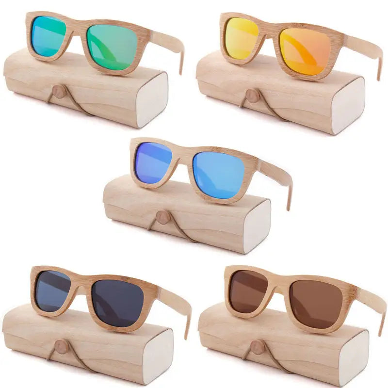 Chic Bamboo Wood Sunglasses for Style and UV Protection - Sunglasses