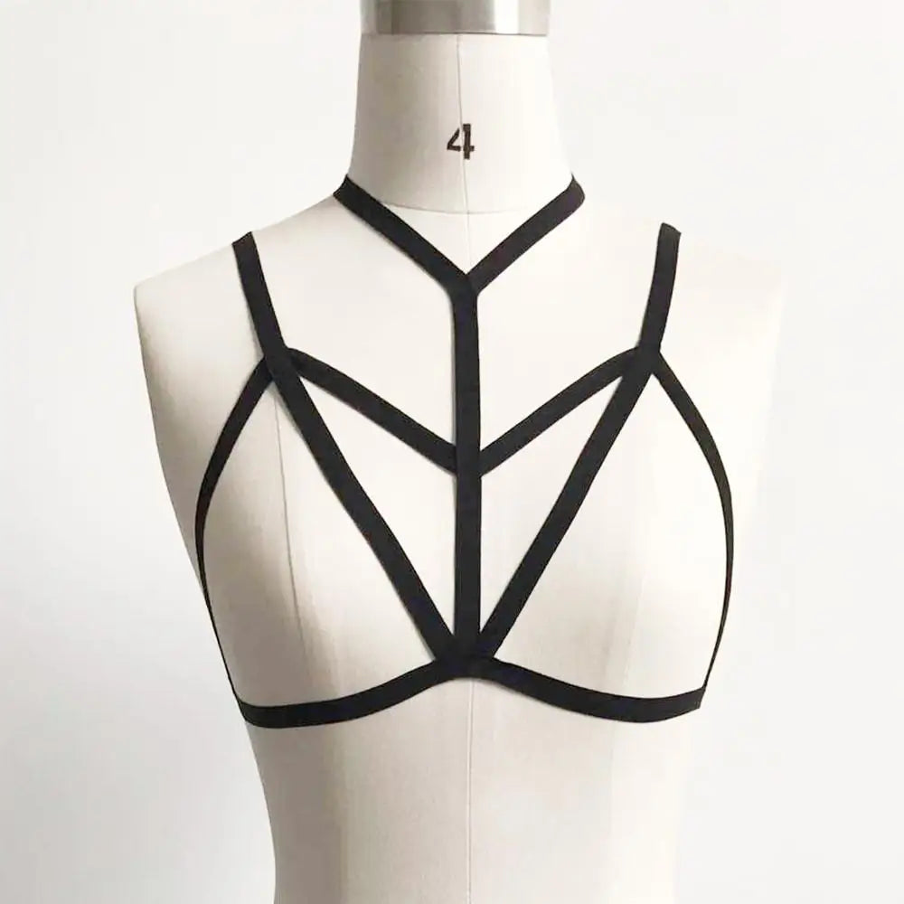 Chic Y Pattern Chest Harness with Elegant Stretchy Straps - harness