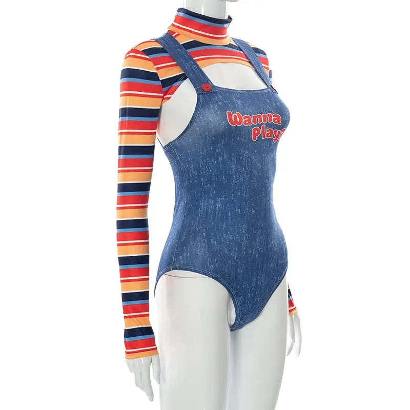 Chucky Doll Inspired Adult Onesie Cosplay Costume Set - costume