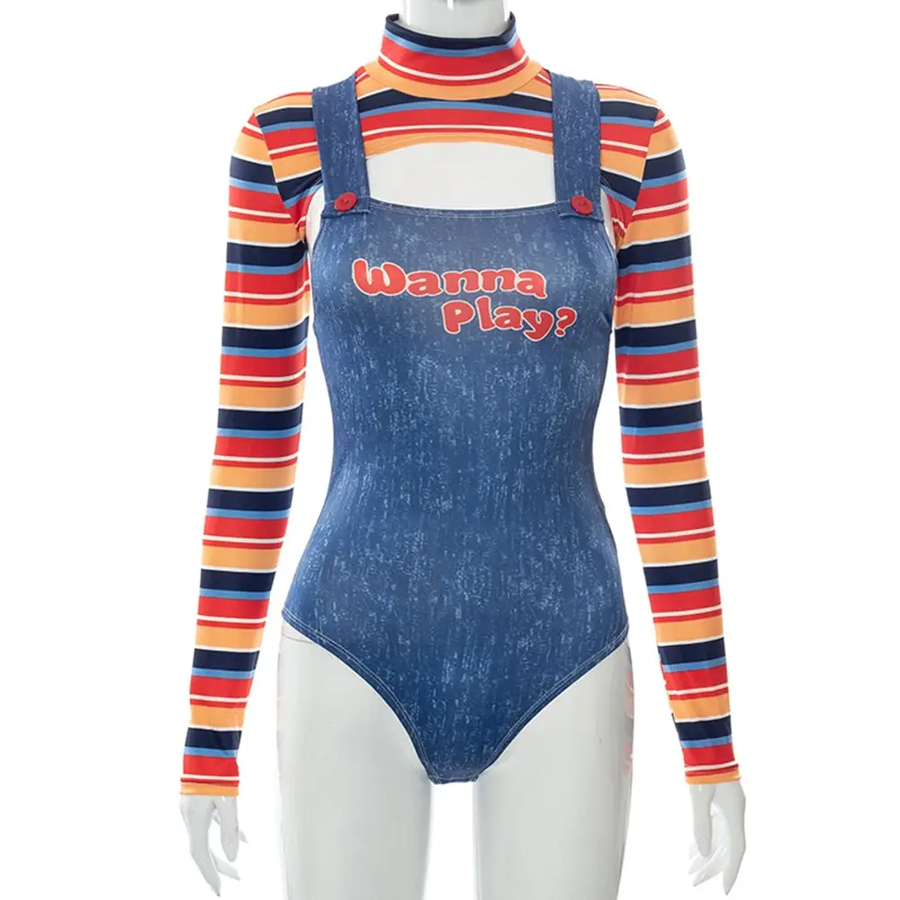 Chucky Doll Inspired Adult Onesie Cosplay Costume Set - costume