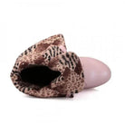 Chunky Ankle Booties with Lace Trim and Leopard Print Lining - Cosparty