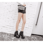 Chunky Biker Ankle Boots in High - Quality Vegan Leather - Cosparty