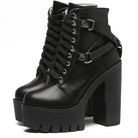 Chunky Biker Ankle Boots in High - Quality Vegan Leather - Cosparty