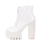 Chunky Square - Heeled Baby Doll Ankle Boots with Clear TPU Upper - Cosparty