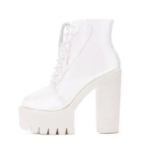 Chunky Square - Heeled Baby Doll Ankle Boots with Clear TPU Upper - Cosparty